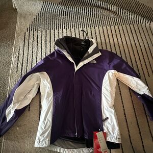 The North Face HyVent Purple and White Jacket